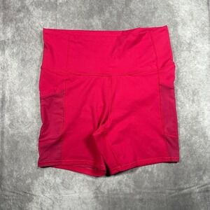 Fabletics PowerHold Pink Mesh Pocket High Waisted Biker Shorts Large Athleisure